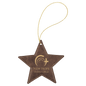 Rustic/Gold Laserable Leatherette Star Ornament with Gold String