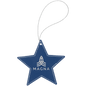 Blue/Silver Laserable Leatherette Star Ornament with Silver String