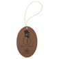 Dark Brown  Laserable Leatherette Oval Ornament with Gold String