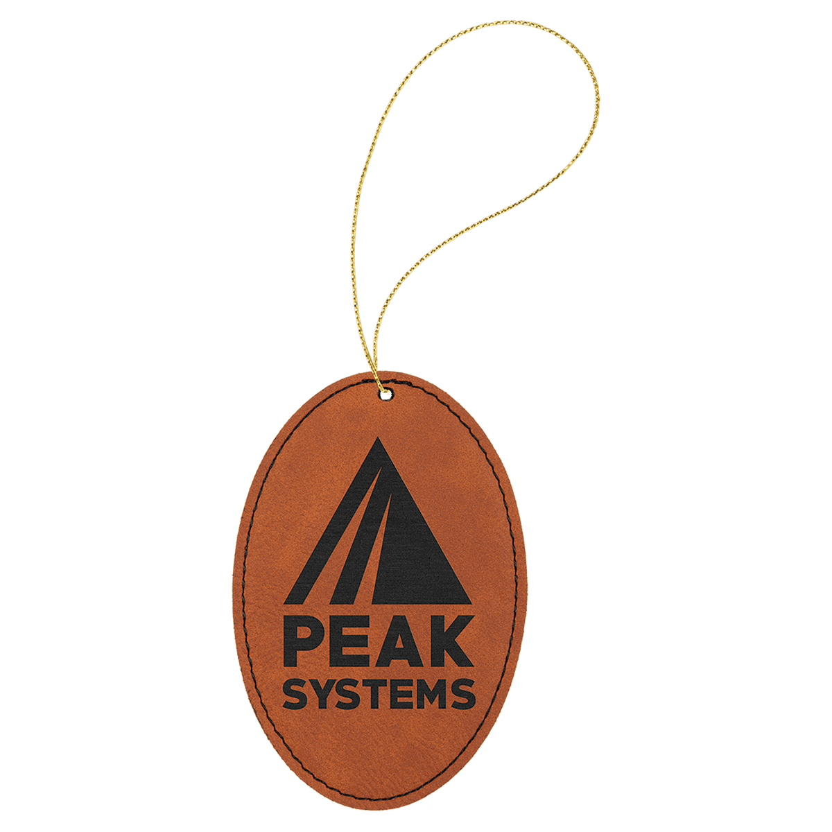Rawhide  Laserable Leatherette Oval Ornament with Gold String