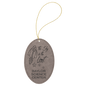 Gray  Laserable Leatherette Oval Ornament with Gold String