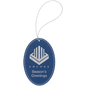 Blue/Silver Laserable Leatherette Oval Ornament with Silver String