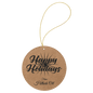 Light Brown Laserable Leatherette Round Ornament with Gold String