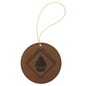 Dark Brown Laserable Leatherette Round Ornament with Gold String