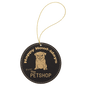 Black/Gold Laserable Leatherette Round Ornament with Gold String