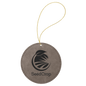 Gray Laserable Leatherette Round Ornament with Gold String