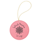 Pink Laserable Leatherette Round Ornament with Gold String