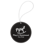 Black/Silver Laserable Leatherette Round Ornament with Silver String