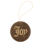 Rustic/Gold Laserable Leatherette Round Ornament with Gold String