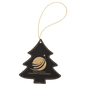 Black/Gold Laserable Leatherette Tree Ornament with Gold String