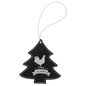 Black/Silver Laserable Leatherette Tree Ornament with Silver String