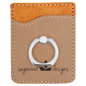 Light Brown Leatherette Cell Phone Wallet with Silver Ring
