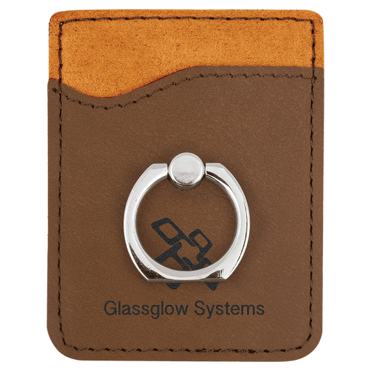 dark Brown Leatherette Cell Phone Wallet with Silver Ring