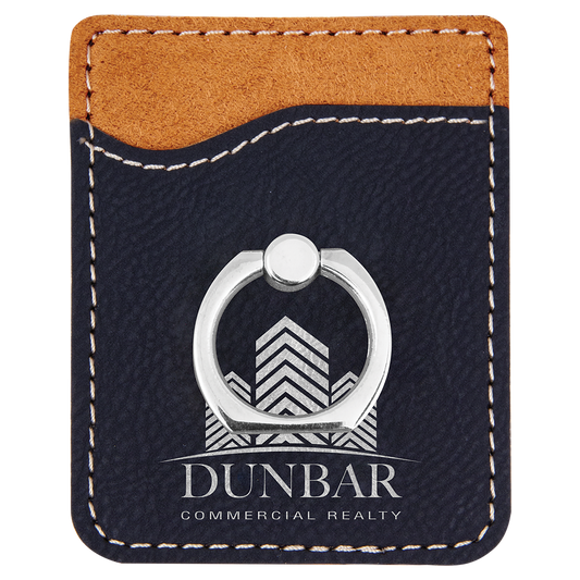 Black/Silver Leatherette Cell Phone Wallet with Silver Ring