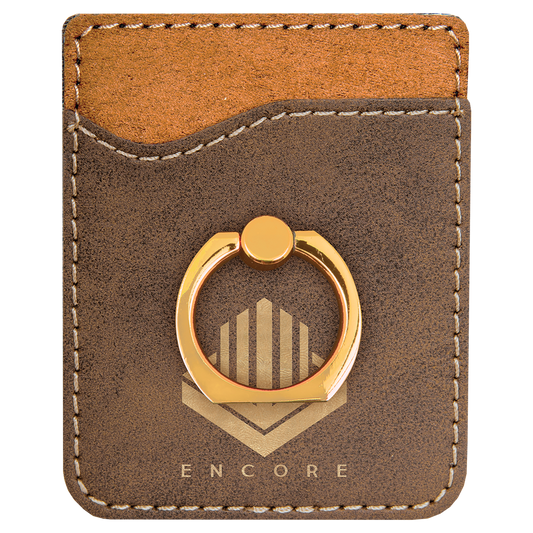 Rustic/Gold Leatherette Cell Phone Wallet with Gold Ring