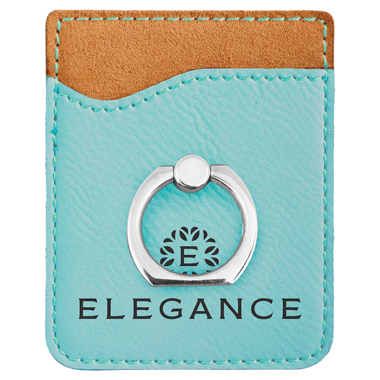 Teal Leatherette Cell Phone Wallet with Silver Ring