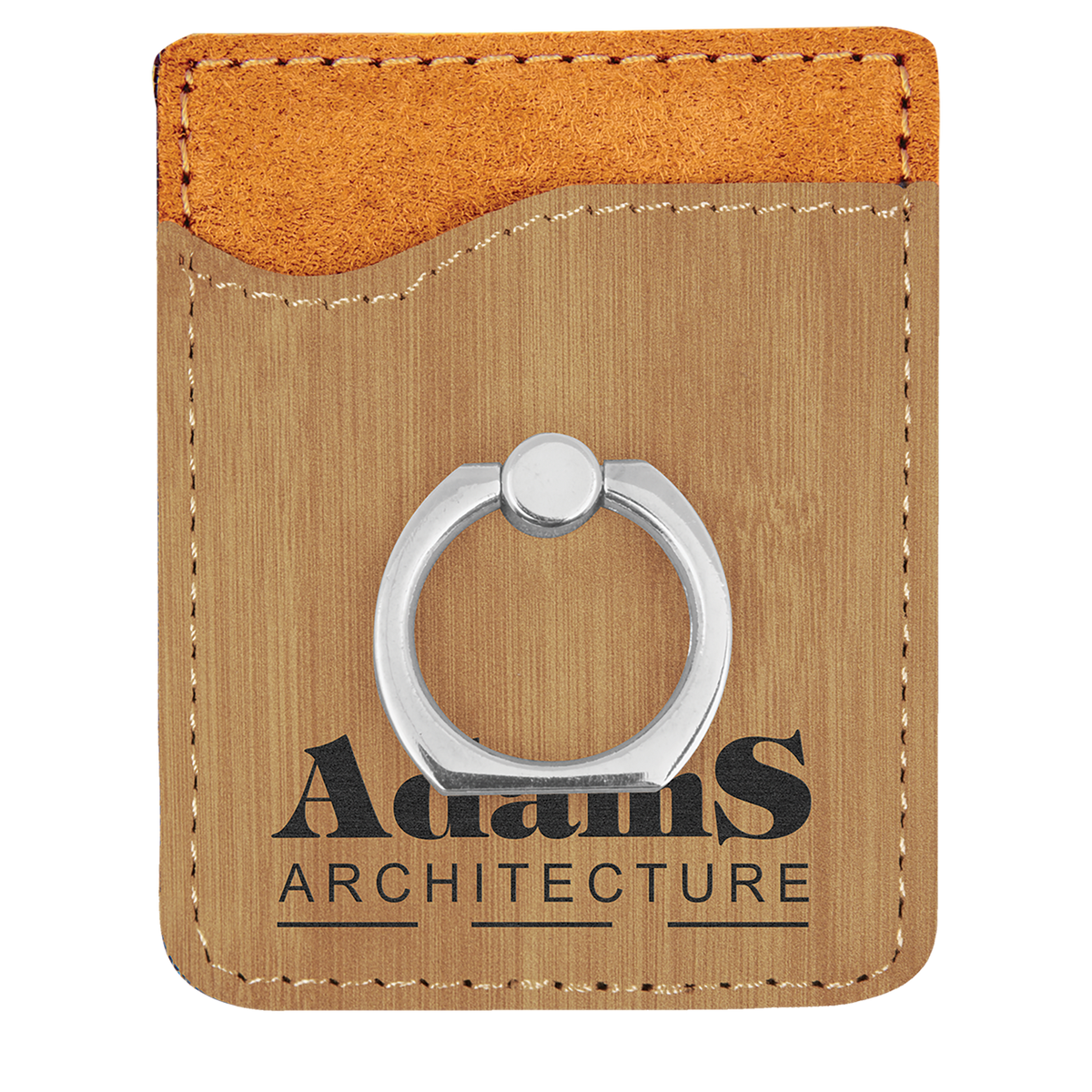 Bamboo Leatherette Cell Phone Wallet with Silver Ring