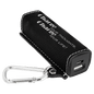 Black/Silver Laserable Leatherette 2200 mAh Power Bank with USB Cord