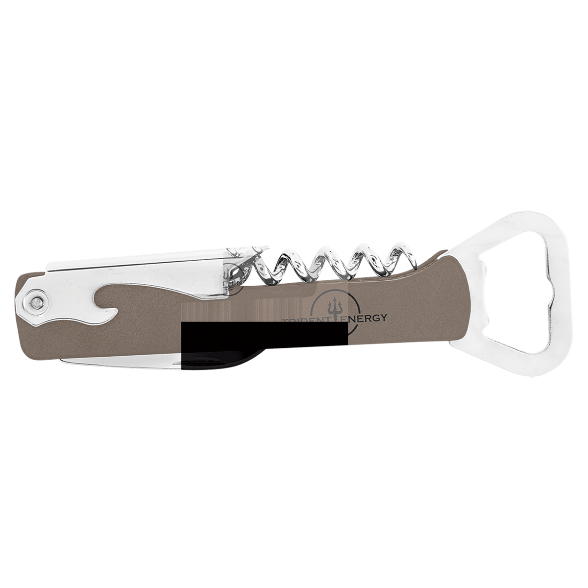 Gray Leatherette Corkscrew Bottle Opener