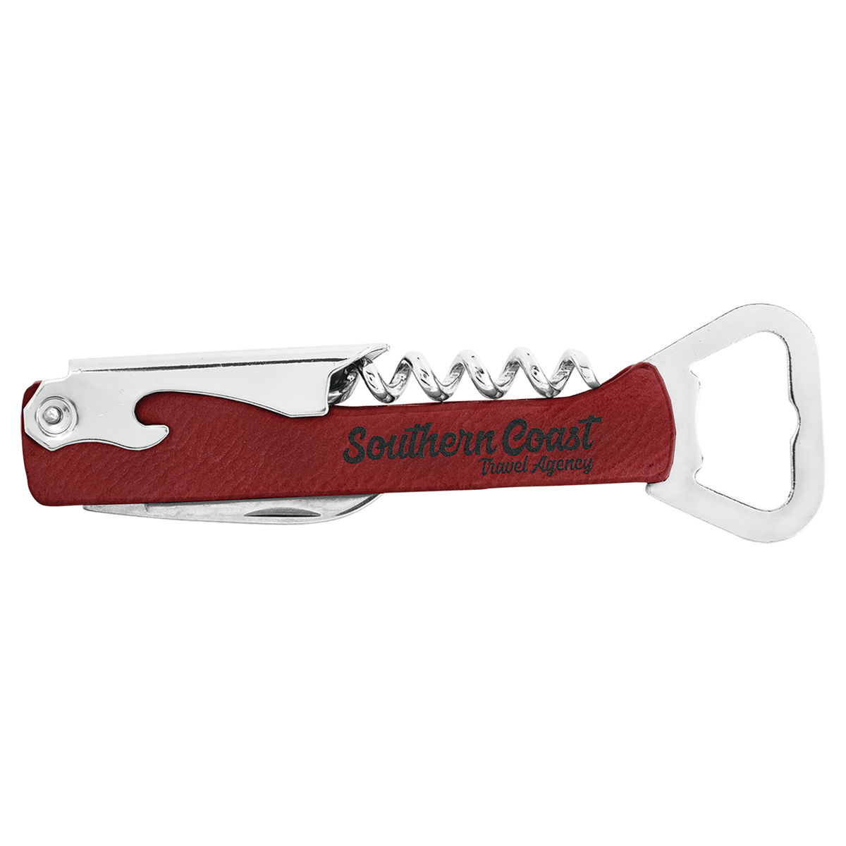 Rose' Leatherette Corkscrew Bottle Opener