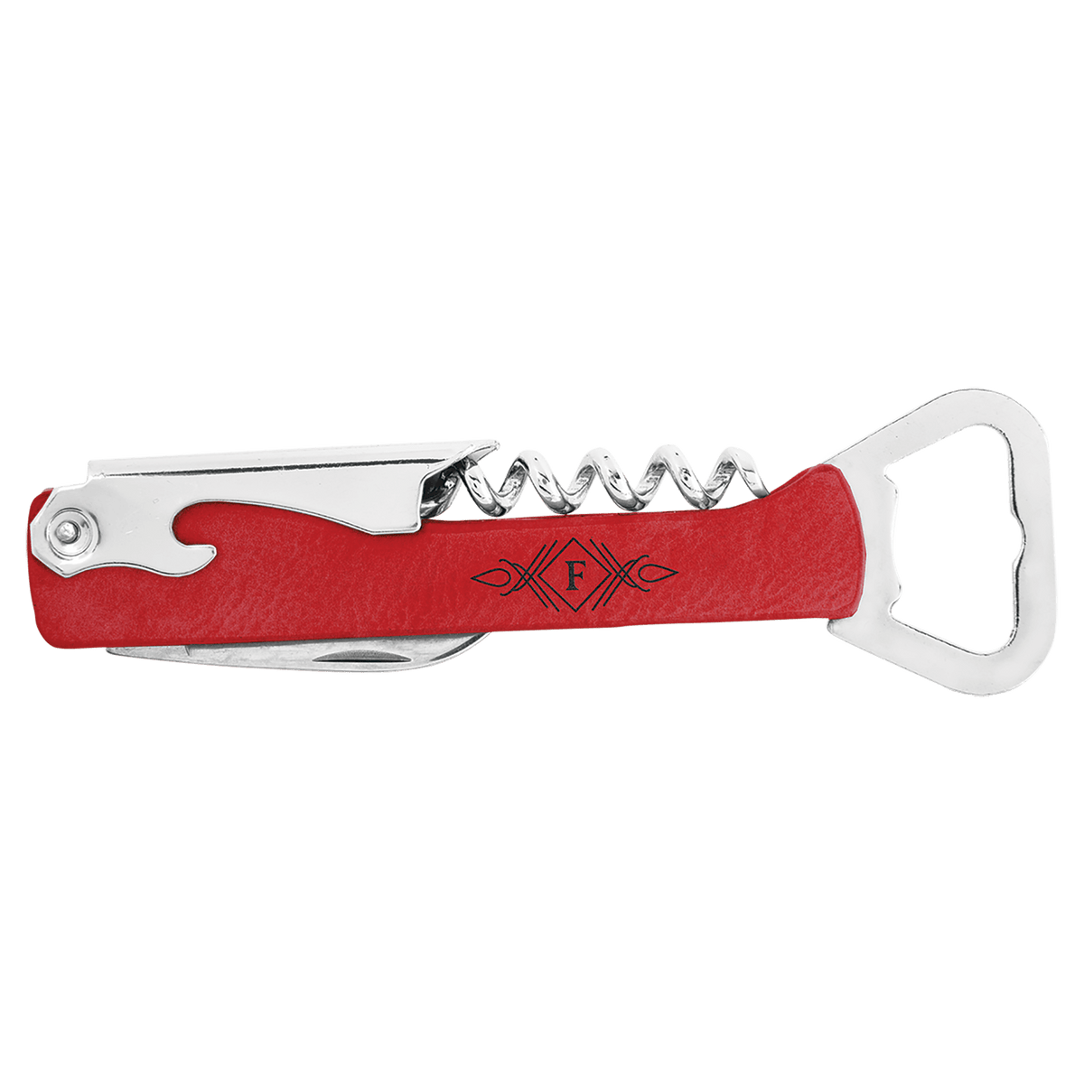 Red Laserable Leatherette Wine Bottle Opener