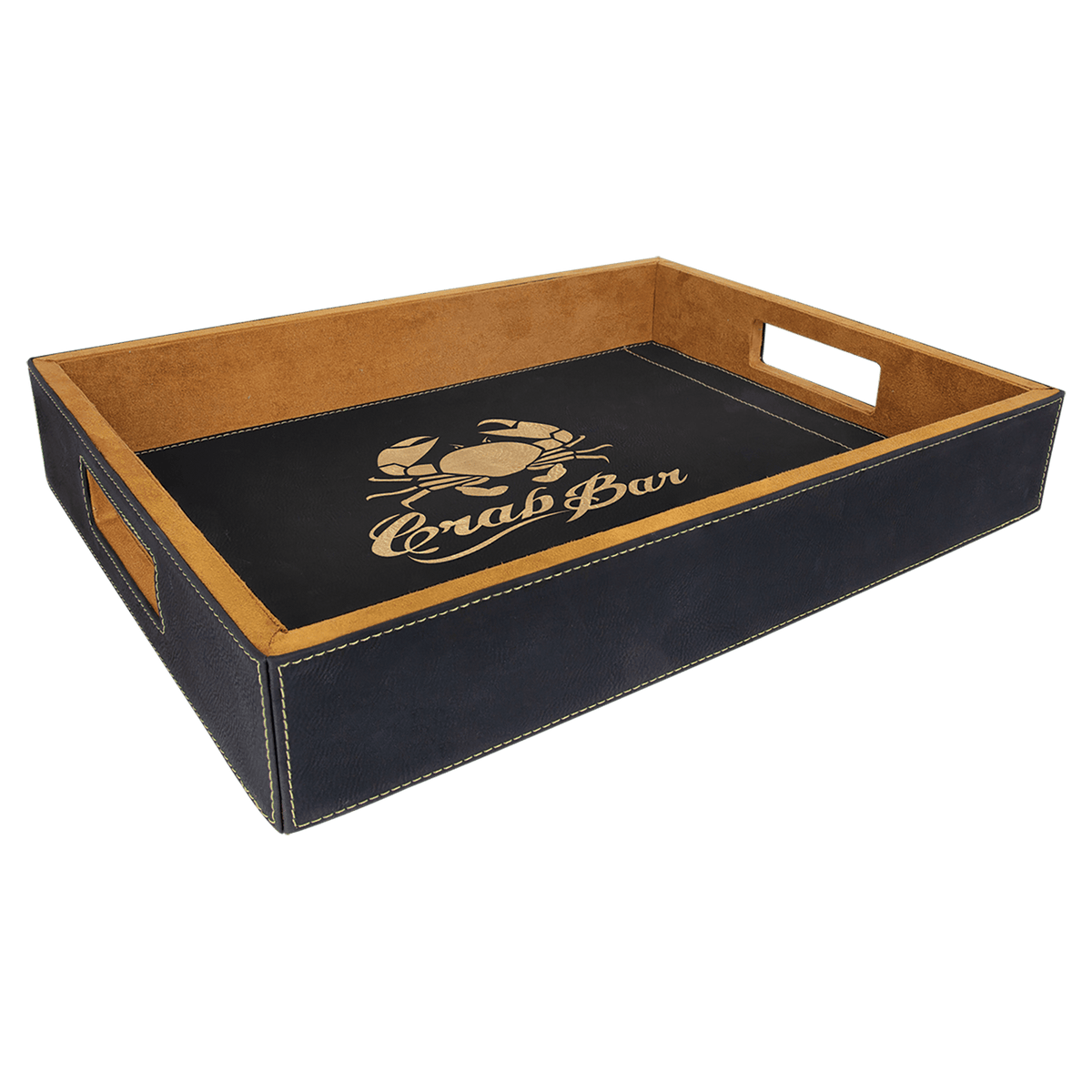 Black/Gold Laserable Leatherette Serving Tray