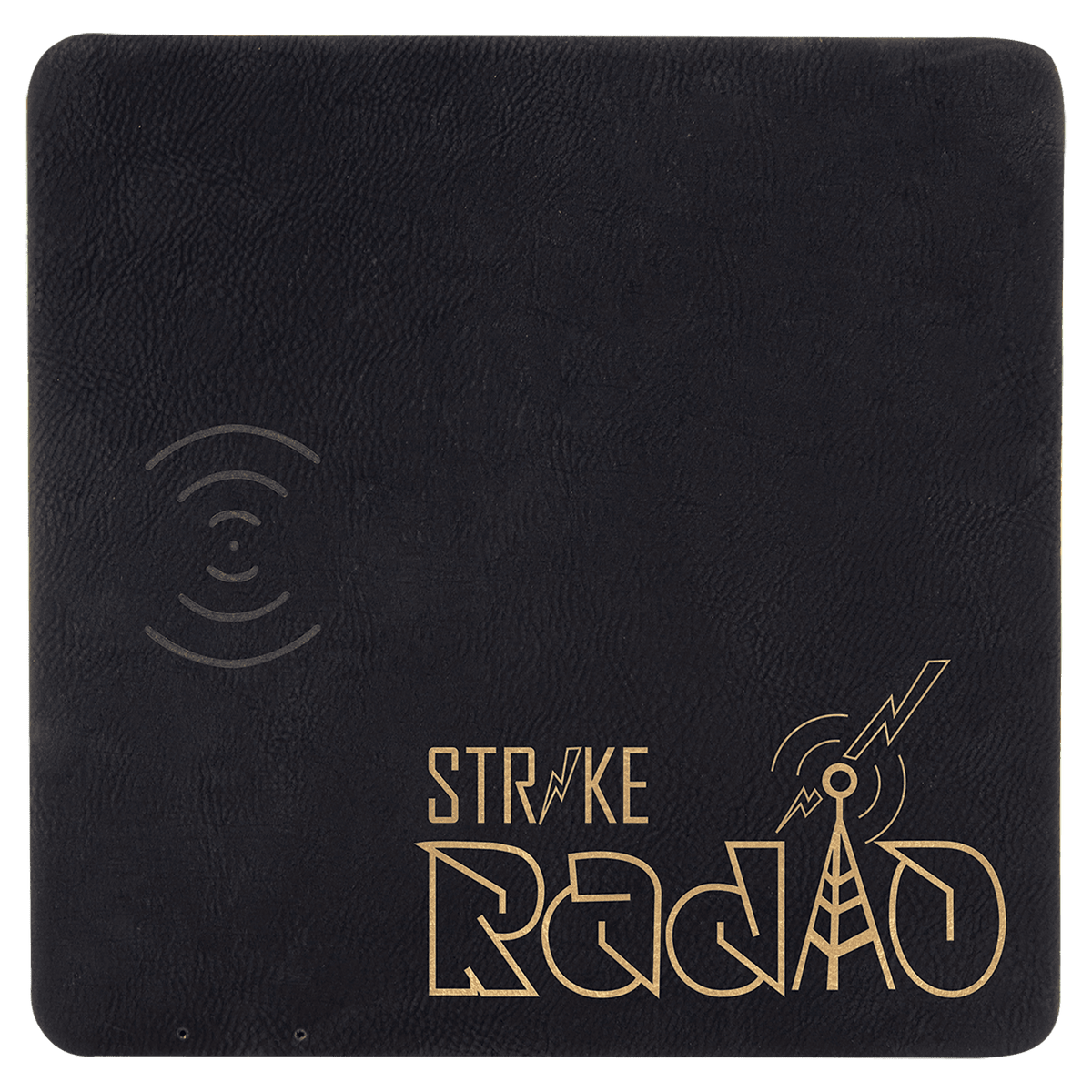 Black/Gold Laserable Leatherette Phone Charging Mat