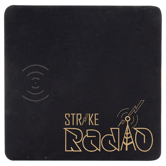 Black/Gold Laserable Leatherette Phone Charging Mat