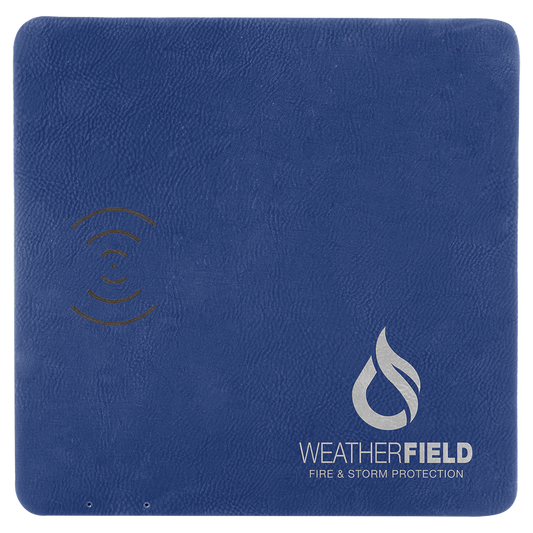 Blue/Silver Laserable Leatherette Phone Charging Mat