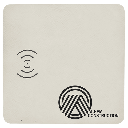 White Laserable Leatherette Phone Charging Mat