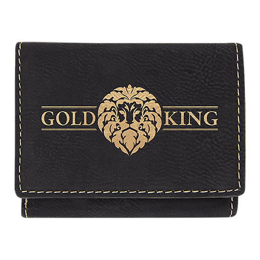 Black/Gold Leatherette Trifold Wallet