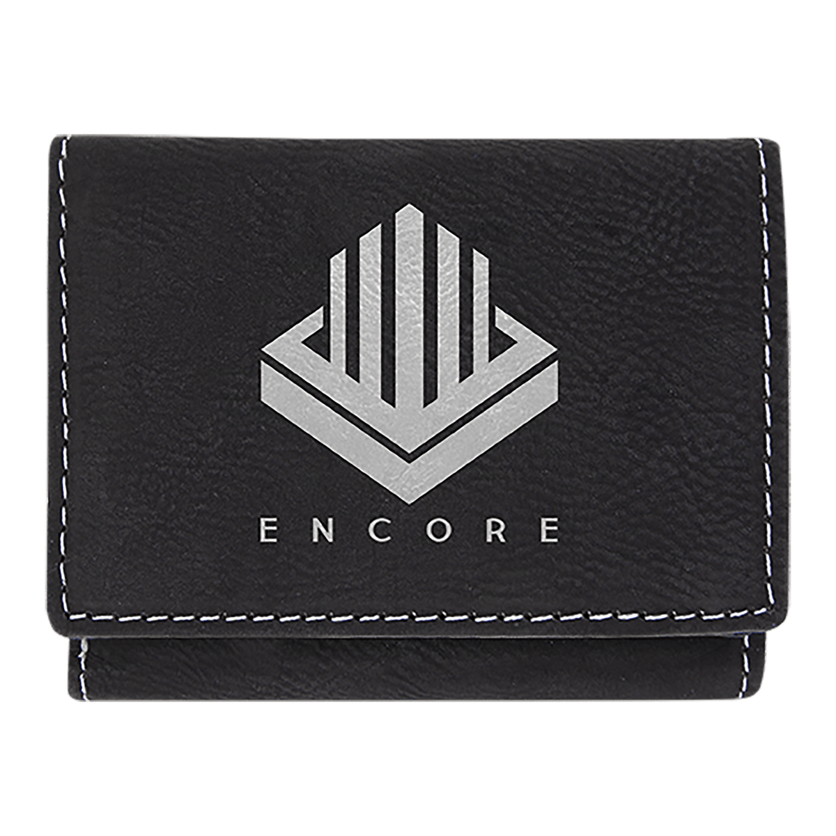 Black/Silver Leatherette Trifold Wallet