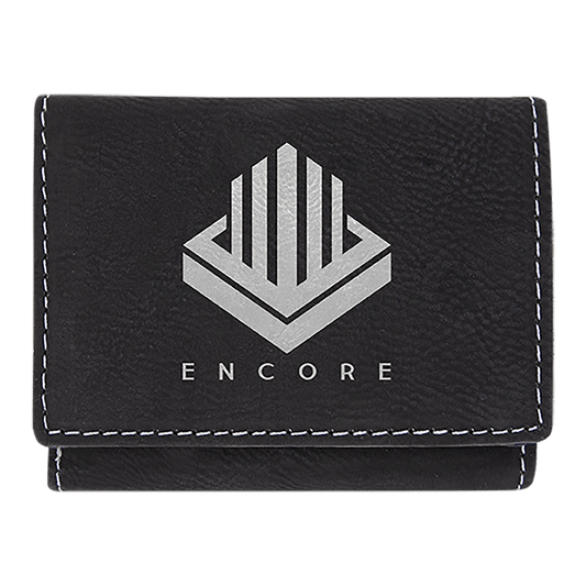 Black/Silver Leatherette Trifold Wallet