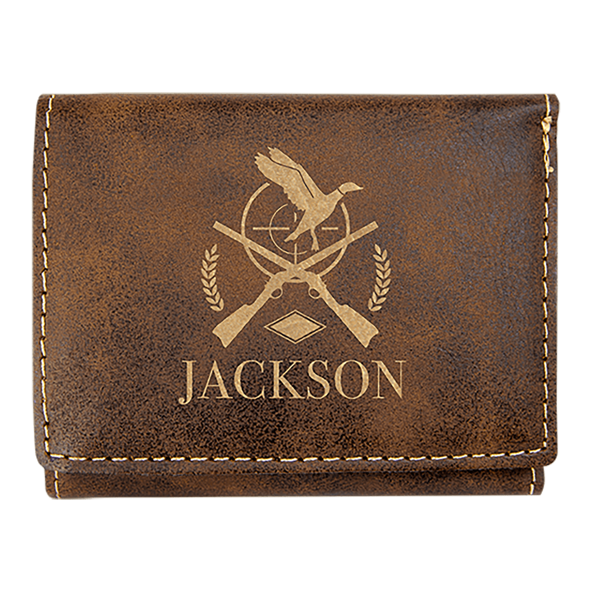 Rustic/Gold Leatherette Trifold Wallet