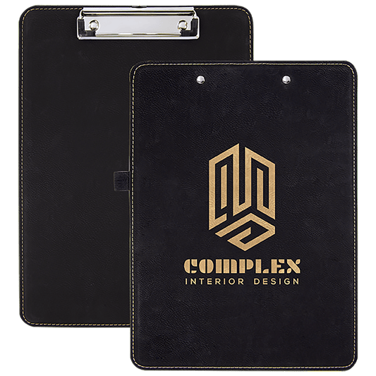 Black/Gold Laserable Leatherette Clip Board