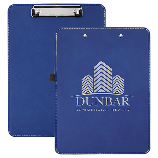 Blue/Silver Laserable Leatherette Clip Board