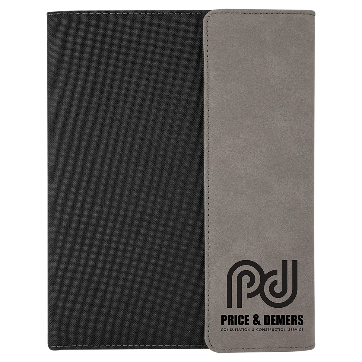 Gray with Black Leatherette Canvas Portfolio