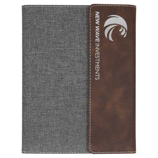 Rustic/Silver Lasered Leatherette with Black Canvas 7x9 Portfolio
