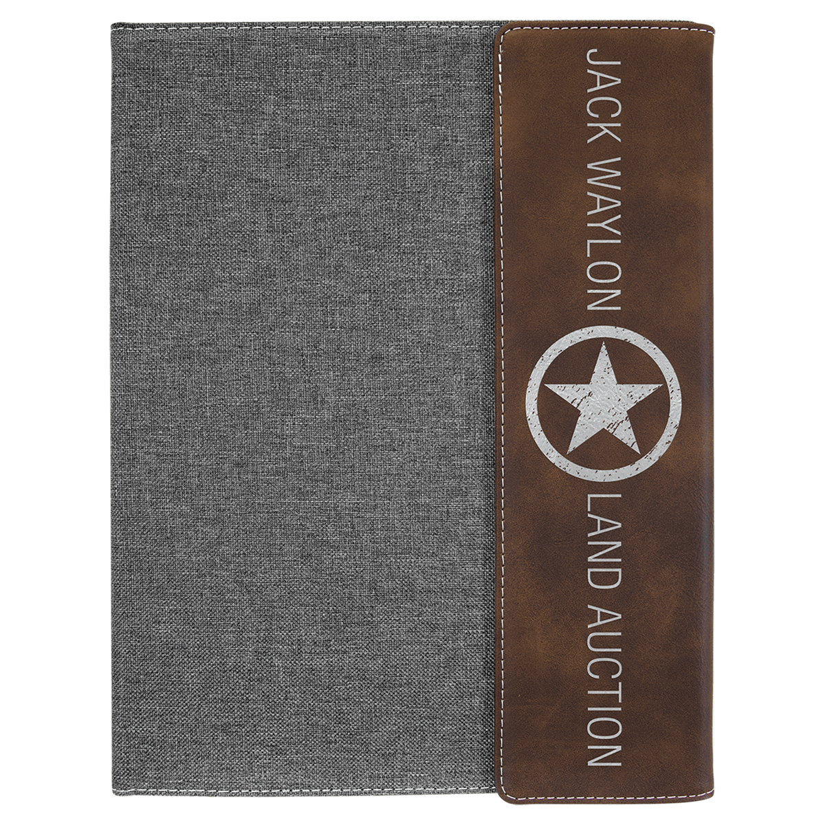 Rustic/Silver Lasered Leatherette with Black Canvas Portfolio