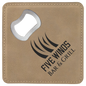 Light Brown Lasered Leatherette Coaster with Bottle Opener