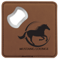 Dark Brown Lasered Leatherette Coaster with Bottle Opener