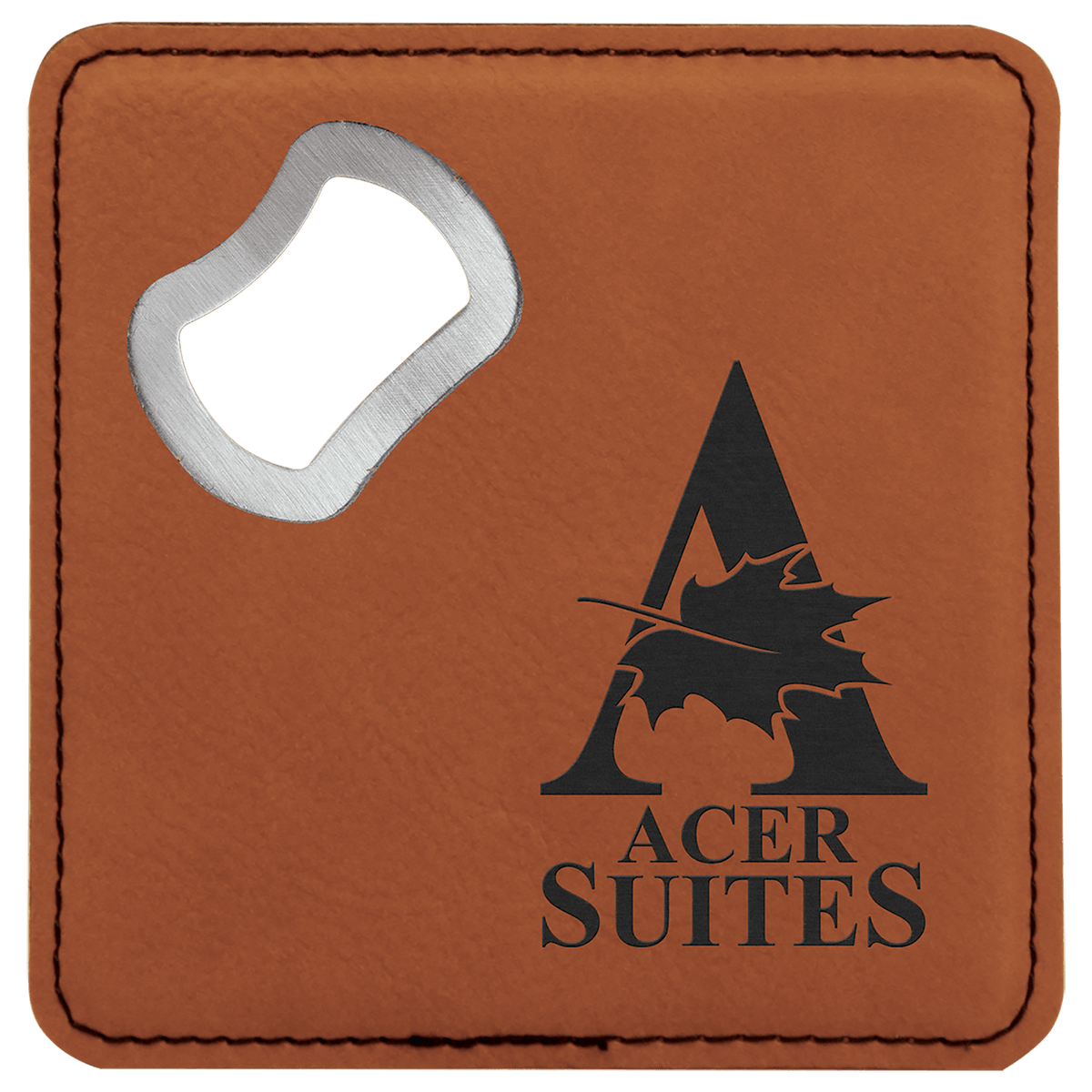 Rawhide Lasered Leatherette Coaster with Bottle Opener