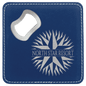 Blue/Silver Lasered Leatherette Coaster with Bottle Opener