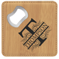Bamboo Lasered Leatherette Coaster with Bottle Opener
