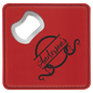 Red Lasered Leatherette Coaster with Bottle Opener