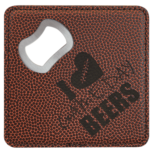 Football Leatherette Coaster with Opener