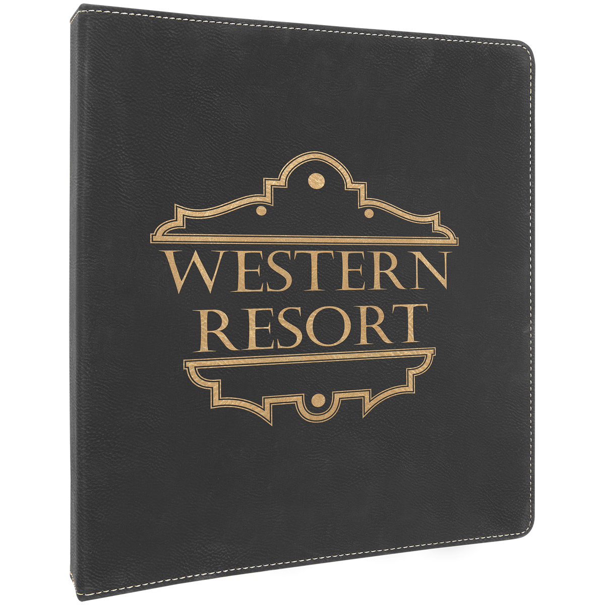 Black/Gold Lasered Leatherette 3-Ring Binder