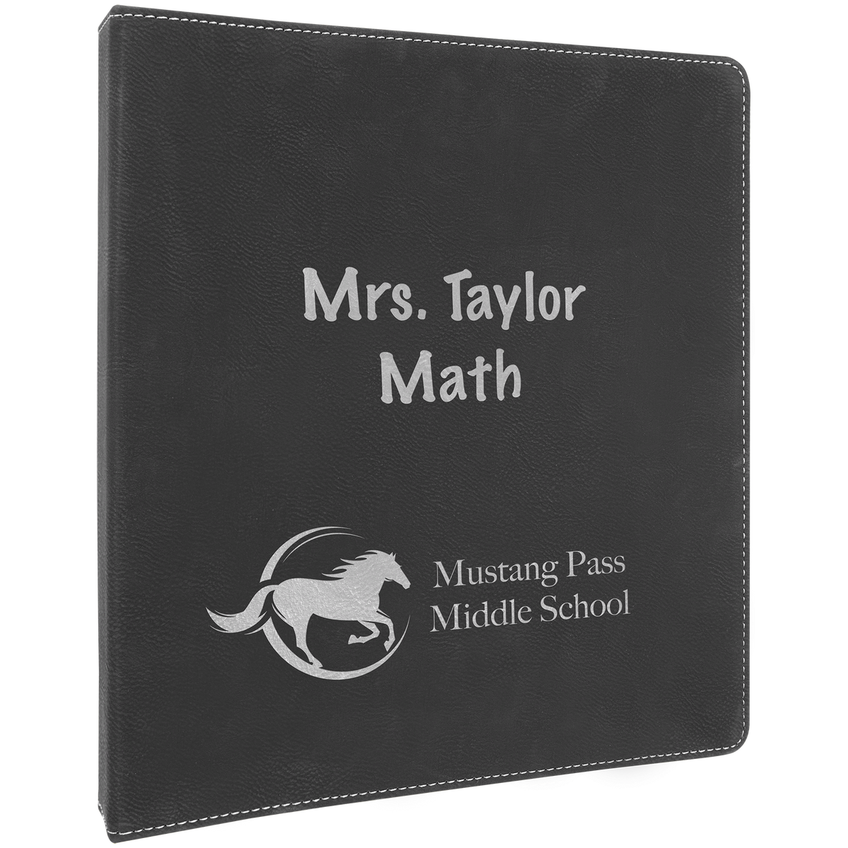 Black/Silver Lasered Leatherette 3-Ring Binder