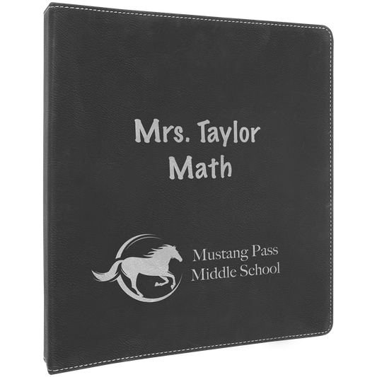 Black/Silver Lasered Leatherette 3-Ring Binder
