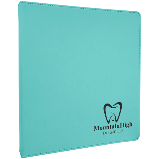 Teal Lasered Leatherette 3-Ring Binder